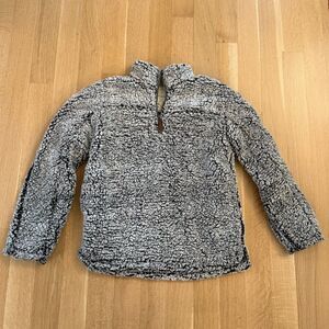 Thread & Supply Gray Plush Zip Up Sweater
